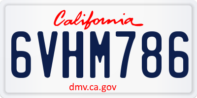 CA license plate 6VHM786