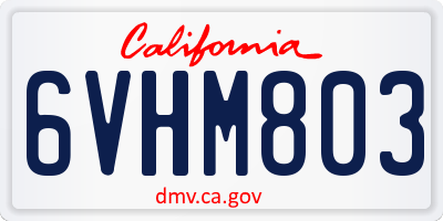 CA license plate 6VHM803