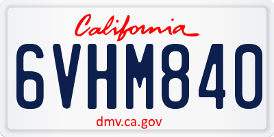 CA license plate 6VHM840