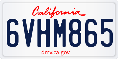 CA license plate 6VHM865