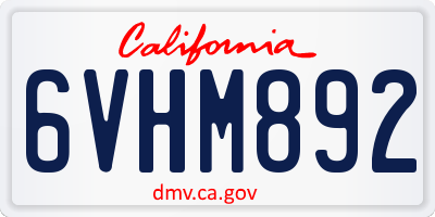 CA license plate 6VHM892