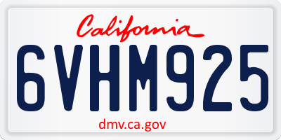 CA license plate 6VHM925