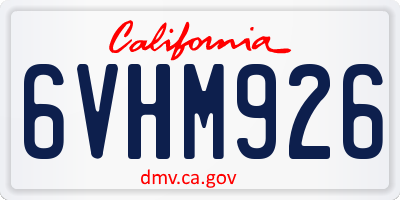 CA license plate 6VHM926