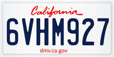 CA license plate 6VHM927