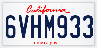 CA license plate 6VHM933