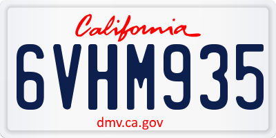 CA license plate 6VHM935