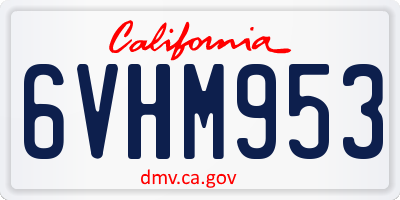 CA license plate 6VHM953