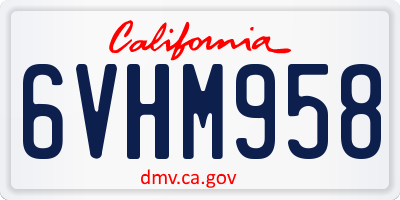 CA license plate 6VHM958