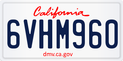 CA license plate 6VHM960