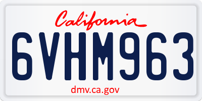 CA license plate 6VHM963