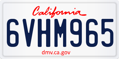 CA license plate 6VHM965