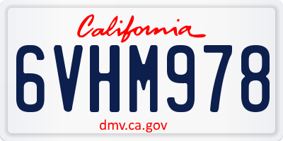 CA license plate 6VHM978