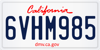 CA license plate 6VHM985