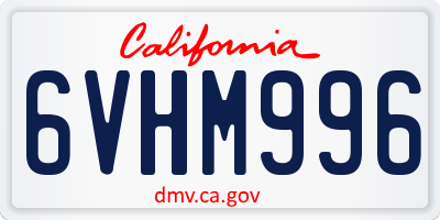 CA license plate 6VHM996