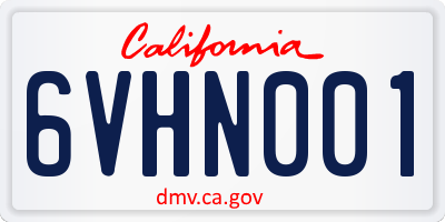 CA license plate 6VHN001