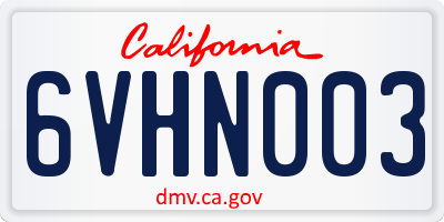 CA license plate 6VHN003