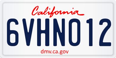 CA license plate 6VHN012