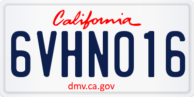 CA license plate 6VHN016