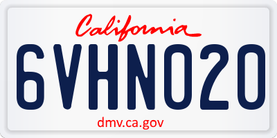 CA license plate 6VHN020