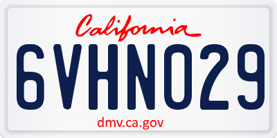 CA license plate 6VHN029