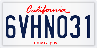 CA license plate 6VHN031