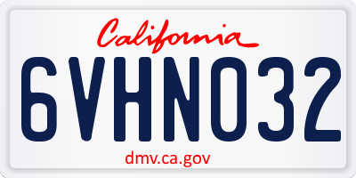 CA license plate 6VHN032