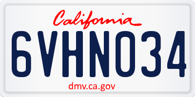 CA license plate 6VHN034