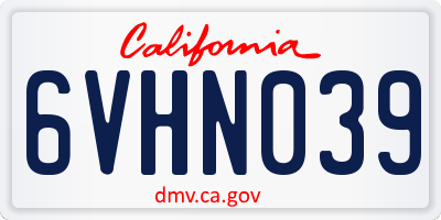 CA license plate 6VHN039