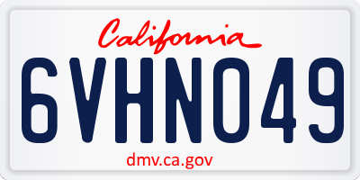 CA license plate 6VHN049