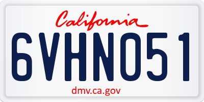 CA license plate 6VHN051