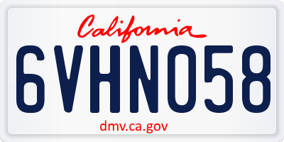 CA license plate 6VHN058