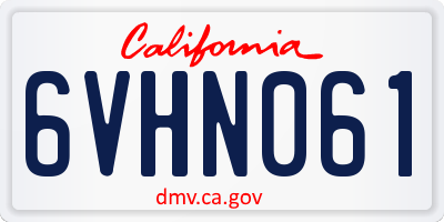 CA license plate 6VHN061