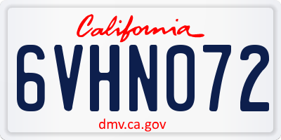 CA license plate 6VHN072