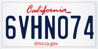 CA license plate 6VHN074