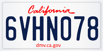 CA license plate 6VHN078