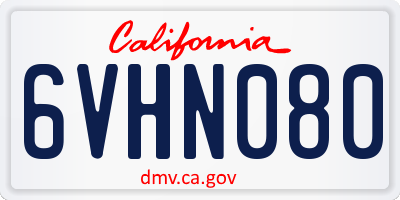 CA license plate 6VHN080