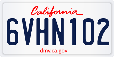 CA license plate 6VHN102