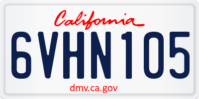 CA license plate 6VHN105