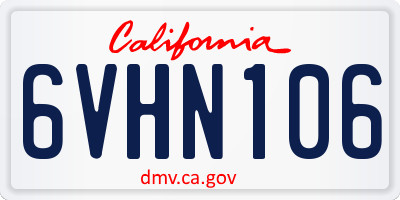 CA license plate 6VHN106