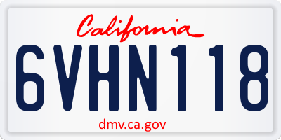 CA license plate 6VHN118