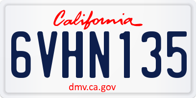 CA license plate 6VHN135