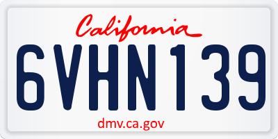 CA license plate 6VHN139