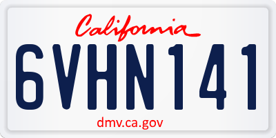 CA license plate 6VHN141