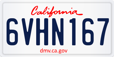 CA license plate 6VHN167