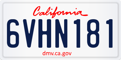 CA license plate 6VHN181