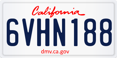 CA license plate 6VHN188
