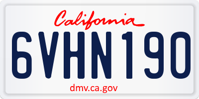 CA license plate 6VHN190