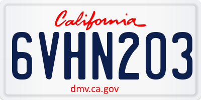 CA license plate 6VHN203