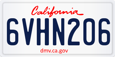 CA license plate 6VHN206