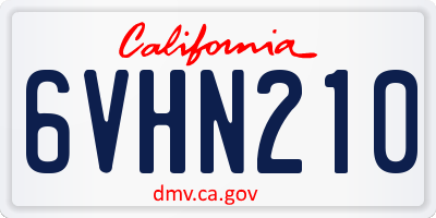 CA license plate 6VHN210
